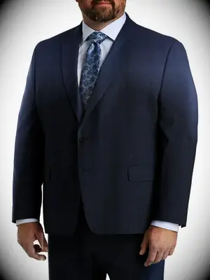 Navy blue windowpane suit jacket