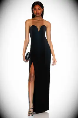 Amanda Uprichard black sweetheart strapless black tie optional dress from REVOLVE