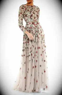 Long sleeve floral printed plus size mother of the bride gown from Nordstrom