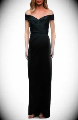 Black off the shoulder plus size trumpet gown for mother of the bride from Nordstrom