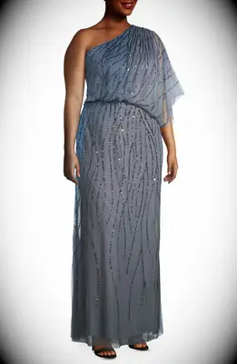 Blue sequin one shoulder plus size mother of the bride gown from Nordstrom