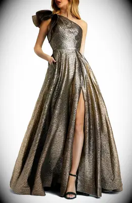 Metallic ruffle one shoulder mother of the bride gown from Nordstrom