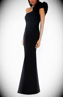 Black ruffle one shoulder petite mother of the bride dress from Nordstrom