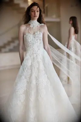 Wedding dress with scarf by Mira Zwillinger, 2026 wedding dress inspo