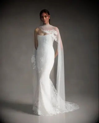 Wedding dress with scarf by Alexandra Grecco, wedding dress inspiration