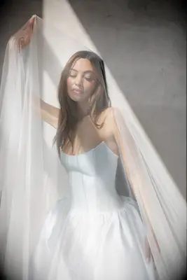 Cat eye wedding dress by Alyssa Kristin, wedding dress idea