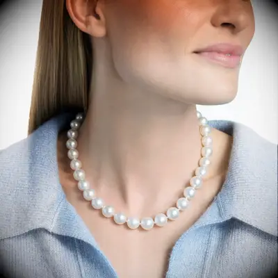 Pearl strand necklace for strapless wedding dress from Blue Nile