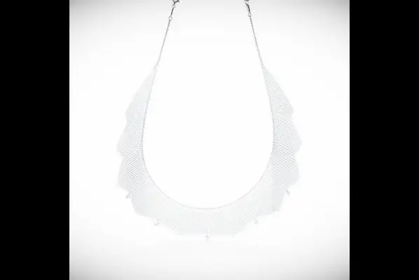 Silver scalloped mesh Tiffany & Co. necklace for strapless dress