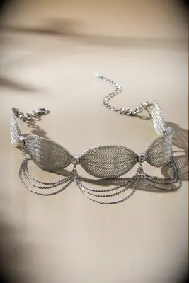 Chain metal choker necklace for strapless wedding dress from Anthropologie