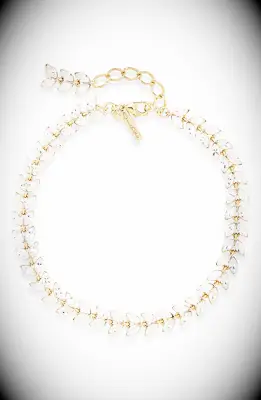 Oscar de la Renta crystal leaf choker necklace from Nordstrom for strapless wedding dress