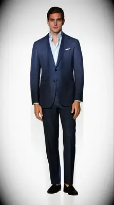 Suitsupply blue suit for engagement party guest