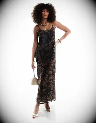 ASOS animal print maxi engagement party guest dress