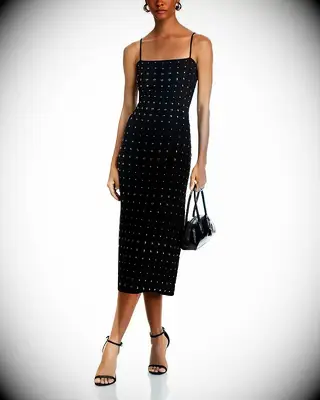Aqua studded LBD engagement party guest dress