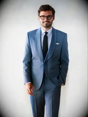 Blue suit for wedding