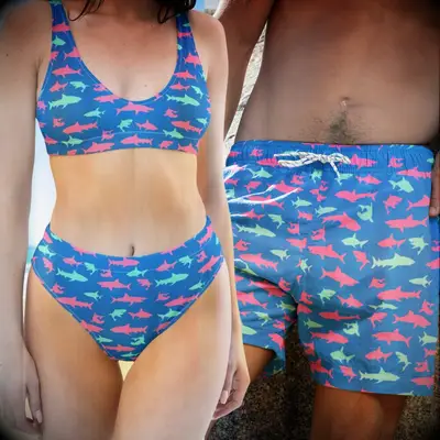 Berry Jane matching couples swimsuits. 