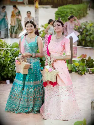 Wedding guests wearing traditional attire