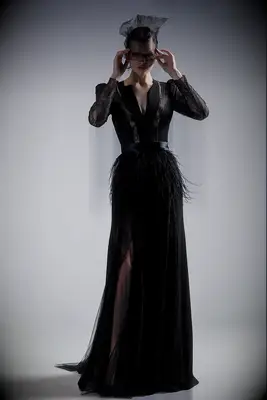 Gattinoli black long sleeve Halloween wedding dress