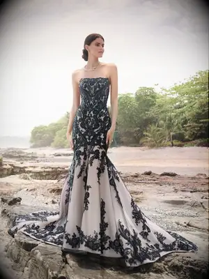 Maggie Sottero black and white Halloween wedding dress