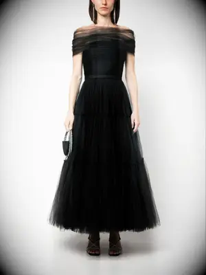 Ana Radu off-shoulder black Halloween wedding dress