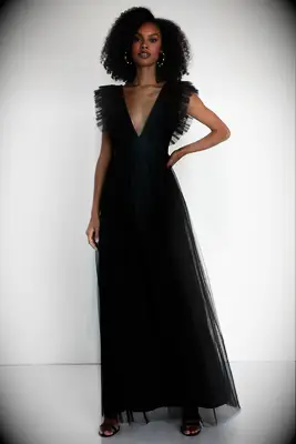 Lulus black ruffle Halloween wedding dress