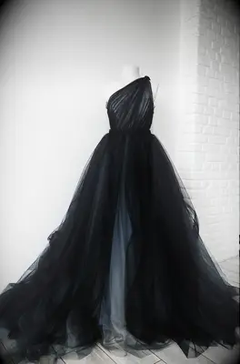 Sumarokova Atelier blue and black Halloween wedding dress