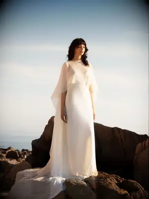 Long chiffon bridal shawl 