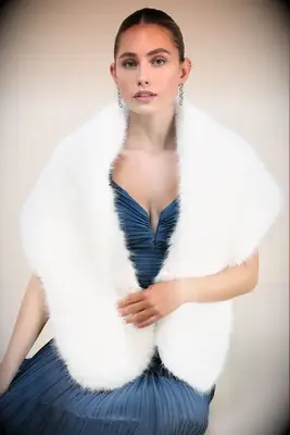 Faux fur bridal shawl