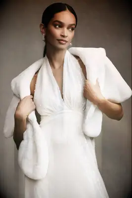 Faux fur winter wedding shawl