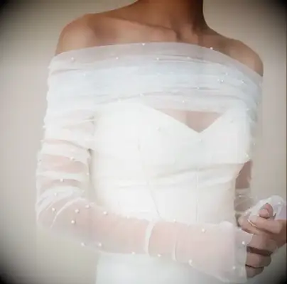 Sheer pearl studded shawl