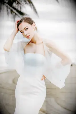 Sheer diamond studded shawl