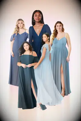 Blue mixmatched bridesmaid dresses