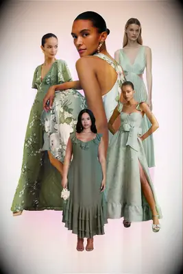 Green mixmatched bridesmaid dresses