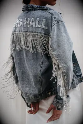 Denim fringe wedding jacket from Heirloom Bridal Company