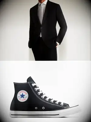 Converse Chuck Taylors with Black Suits, best sneakers for wedding suit