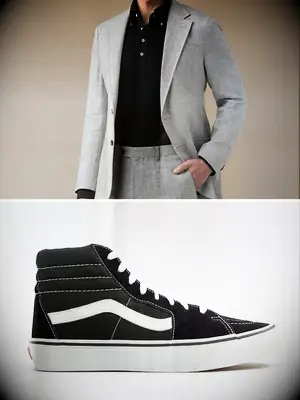 Vans SK8-Hi with a Gray Suit, sneakers for wedding suit