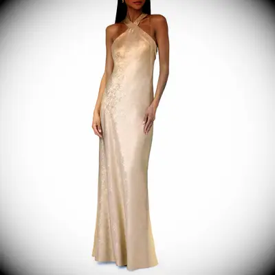 Gold halter neck dress