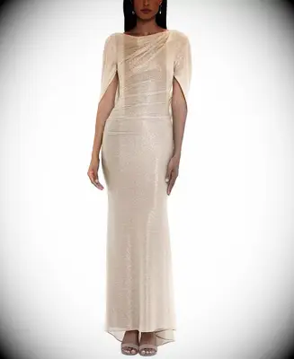 Gold cape gown for anniversary