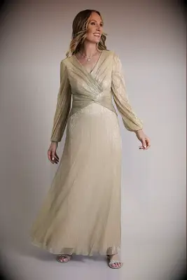 Gold long sleeve dress for anniversary