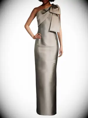 One shoulder bronze dress