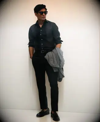 Brooks Brothers slim fit wool dress pants for courthouse wedding