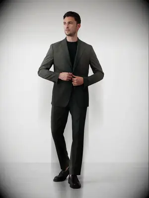 Banana Republic Factory olive green suit for courthouse wedding