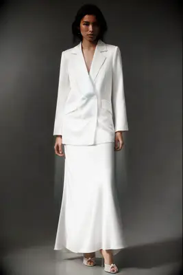 Anthropologie slip skirt and blazer for courthouse wedding