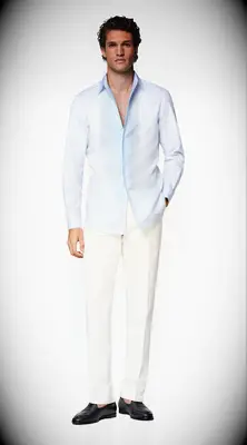 Suitsupply blue linen shirt for courthouse wedding