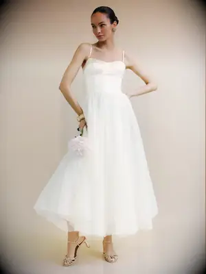 tea length white dress