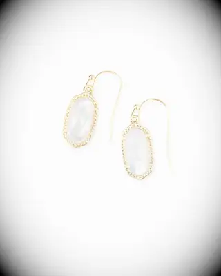 Kendra Scott gold drop mother-of-pearl earrings for bridesmaids