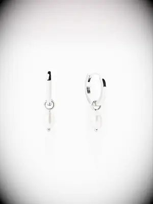 Ana Luisa pearl huggie silver hoop earrings for bridesmaids