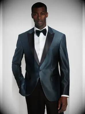 Jos. A. Bank tailored jewel tone jacket for guest at Halloween wedding