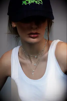 APM Monaco celestial necklace for V-neck wedding dress