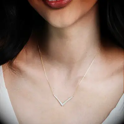 James Allen V-shape necklace for V-neck wedding dress