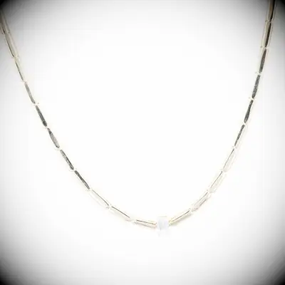 Bella Madre gold choker with diamond solitaire for V-neck wedding dress